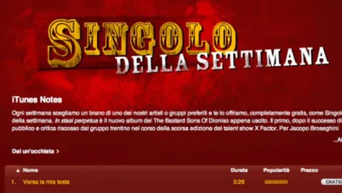 Il Singolo della settimana: nuova iniziativa su iTunes Store