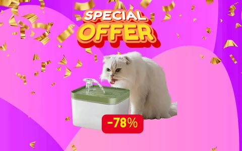 Vizia il tuo gatto: fontanella per l'acqua in sconto del 78%!