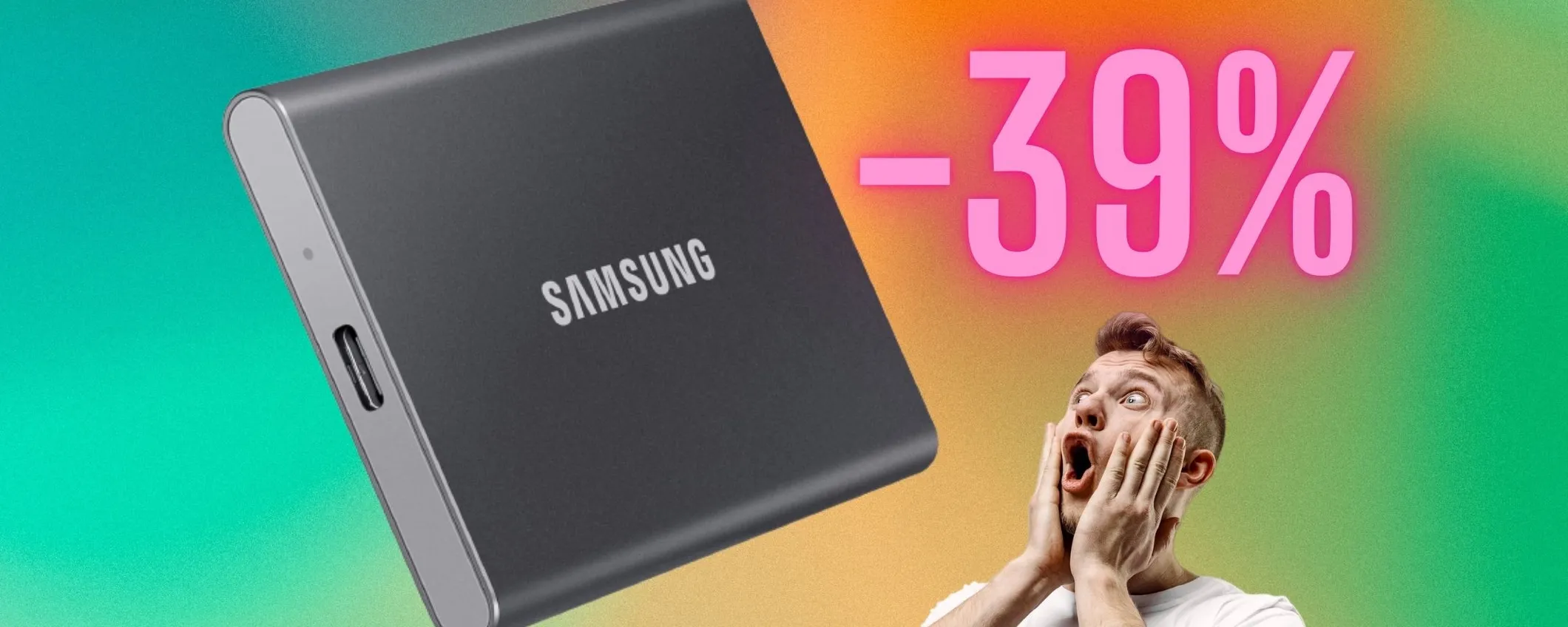 SSD Samsung esterno da 1TB, super resistente e veloce (-39%)