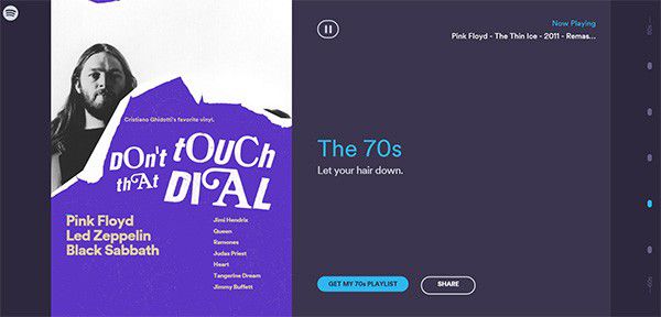 La copertina della playlist di Spotify Rewind dedicata agli anni '70