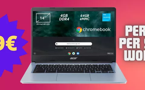 ASUS Chromebook SVENDUTO a 199€: 14 pollici e un anno di Google One gratis