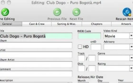 iDentify 2 identifica le tag per i video MP4 su iTunes