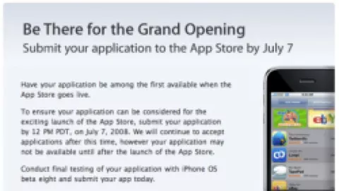 7 luglio: termine ultimo per sottoscrivere applicazioni e distribuirle per il lancio dell'App Store
