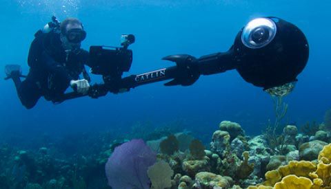 L'attrezzatura impiegata per scattare le immagini panoramiche a 360 gradi subacquee