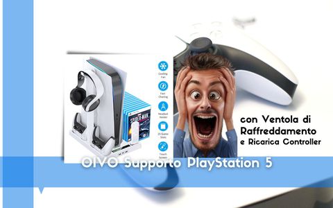 Supporto multifunzione PlayStation 5, con ventola raffreddamento e ricarica controller