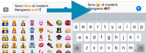 Messaggi in iOS 10: sostituire le parole con gli Emoji