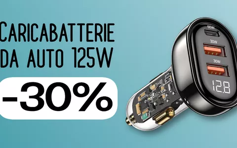 Caricabatterie da auto 125W con USB-C e USB-A: risparmia il 30% con il Coupon