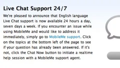 Supporto per MobileMe mediante chat live