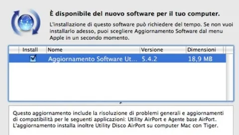 Disponibile l'aggiornamento Utility AirPort 5.4.2