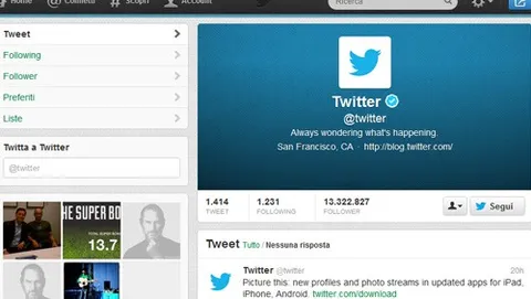 Twitter, nuovo look che ricorda Facebook