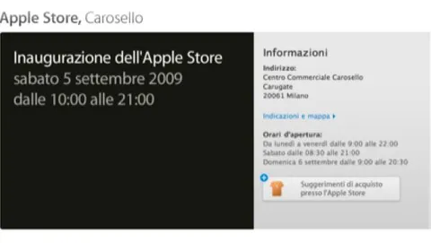 5 settembre: inaugurazione Apple Store di Carugate