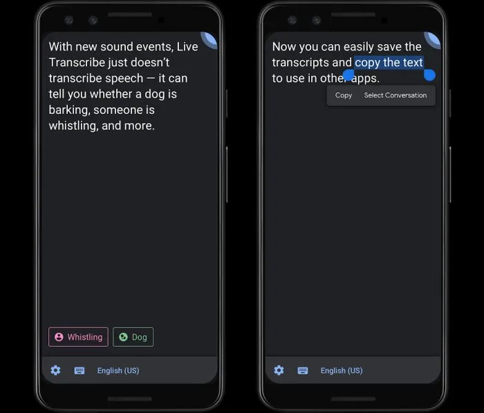 Google aggiorna l'app Trascrizione istantanea