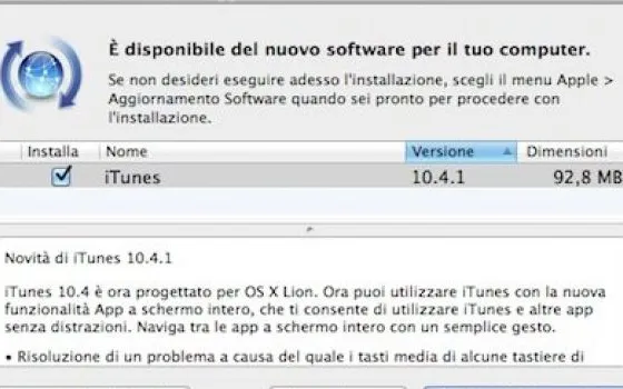 iTunes 10.4.1: 5 bug-fix e miglioramenti