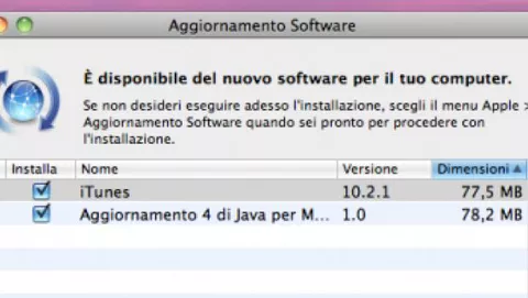Aggiornamento Software: iTunes 10.2.1 e Java per Mac OS X