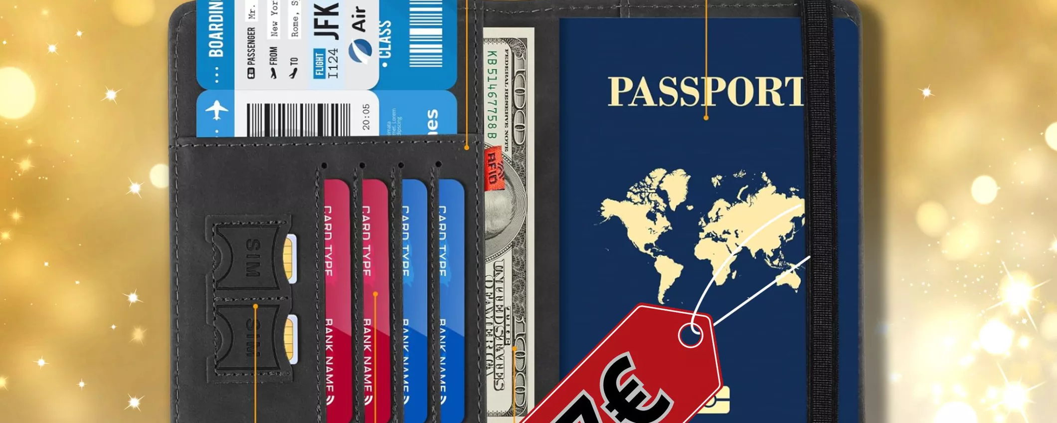 VIAGGIA sicuro: Porta Passaporto con protezione RFID e porta tutto A SOLI 7€