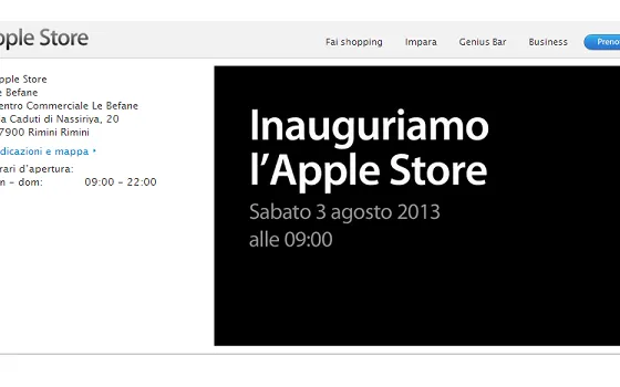Apple Store di Rimini inaugurazione sabato 3 agosto