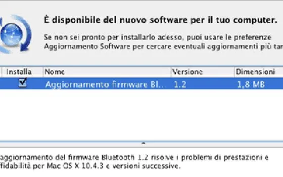 Aggiornamento firmware Bluetooth