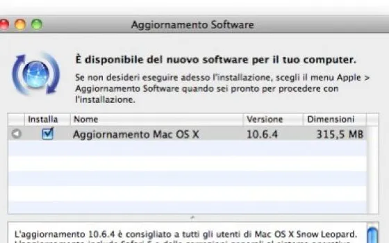 Apple rilascia Mac OS X 10.6.4 (Aggiornato)