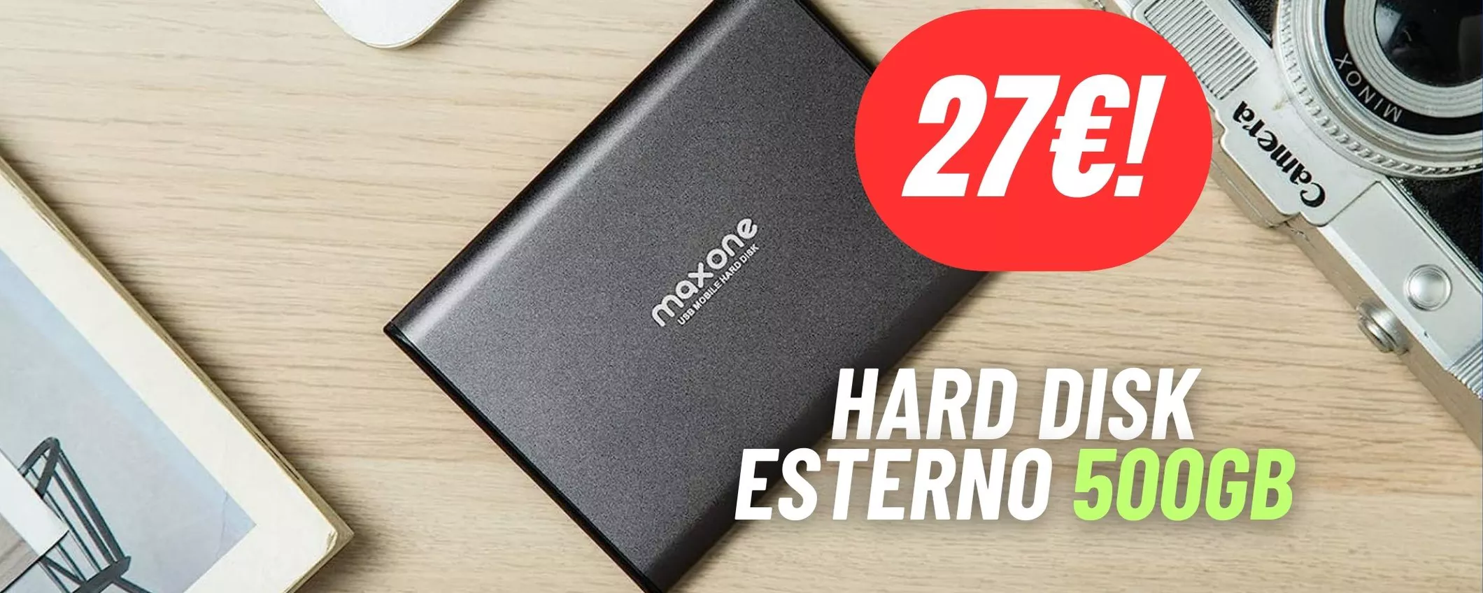 Con questo hard disk esterno avrai 500GB di storage portatili (-45%)