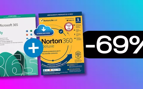 Microsoft 365 Family + Norton 360 Deluxe: lo sconto Amazon è CLAMOROSO (-69%)