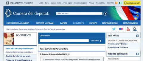Sito web della Camera: esposto all'Agid