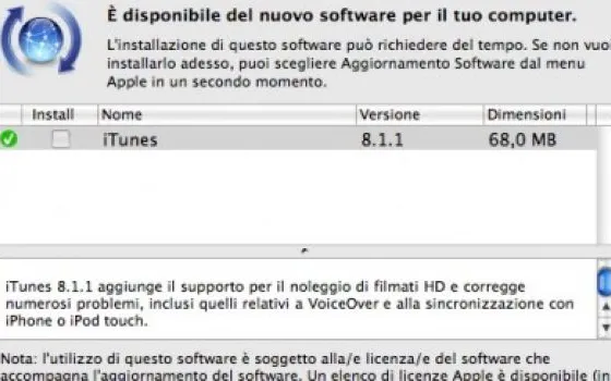 Apple aggiorna iTunes alla versione 8.1.1