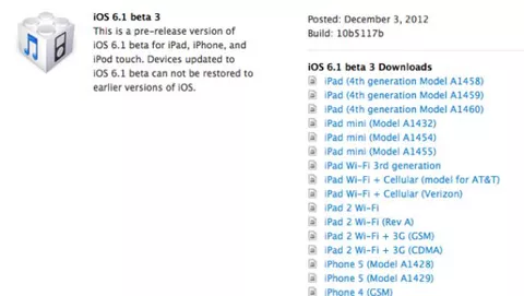 Rilasciata agli sviluppatori iOS 6.1 Beta 3