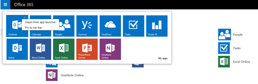 office 365 application launcher