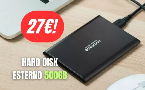 500GB di storage a soli 27€ con la promo Amazon su questo hard disk esterno sottilissimo