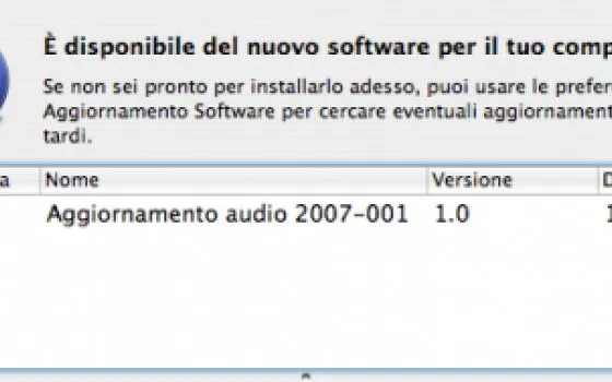 Disponibile Audio Update 2007-001
