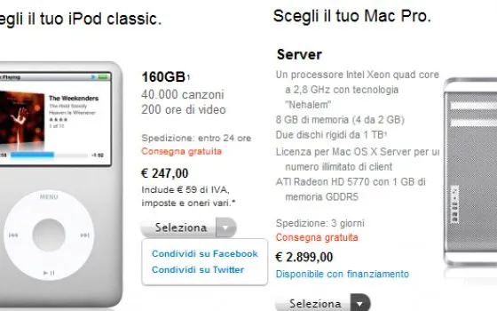 L'Apple Online Store diventa social con i link a Facebook e Twitter