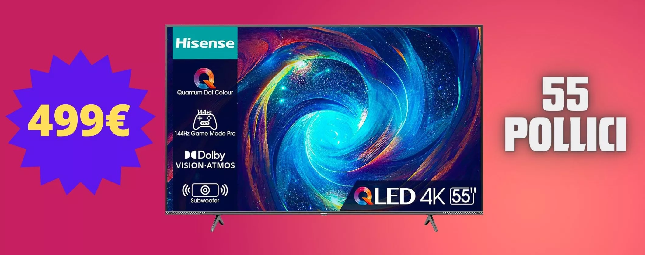 Cinema in sala con TV Hisense a soli 499€: 4K e 55 pollici