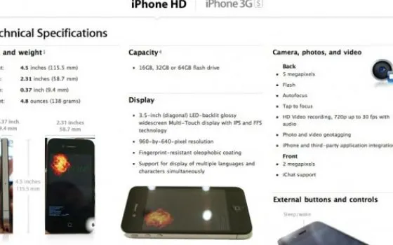 Fanta-specifiche tecniche di iPhone 4G in stile Apple