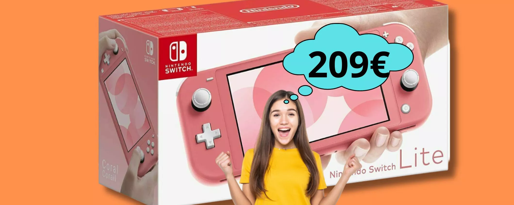 Nintendo Switch lite, prendila in questa fiabesca tinta corallo a soli 209 euro!