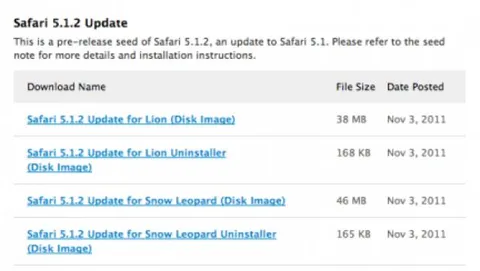 Safari 5.1.2 beta arriva agli sviluppatori