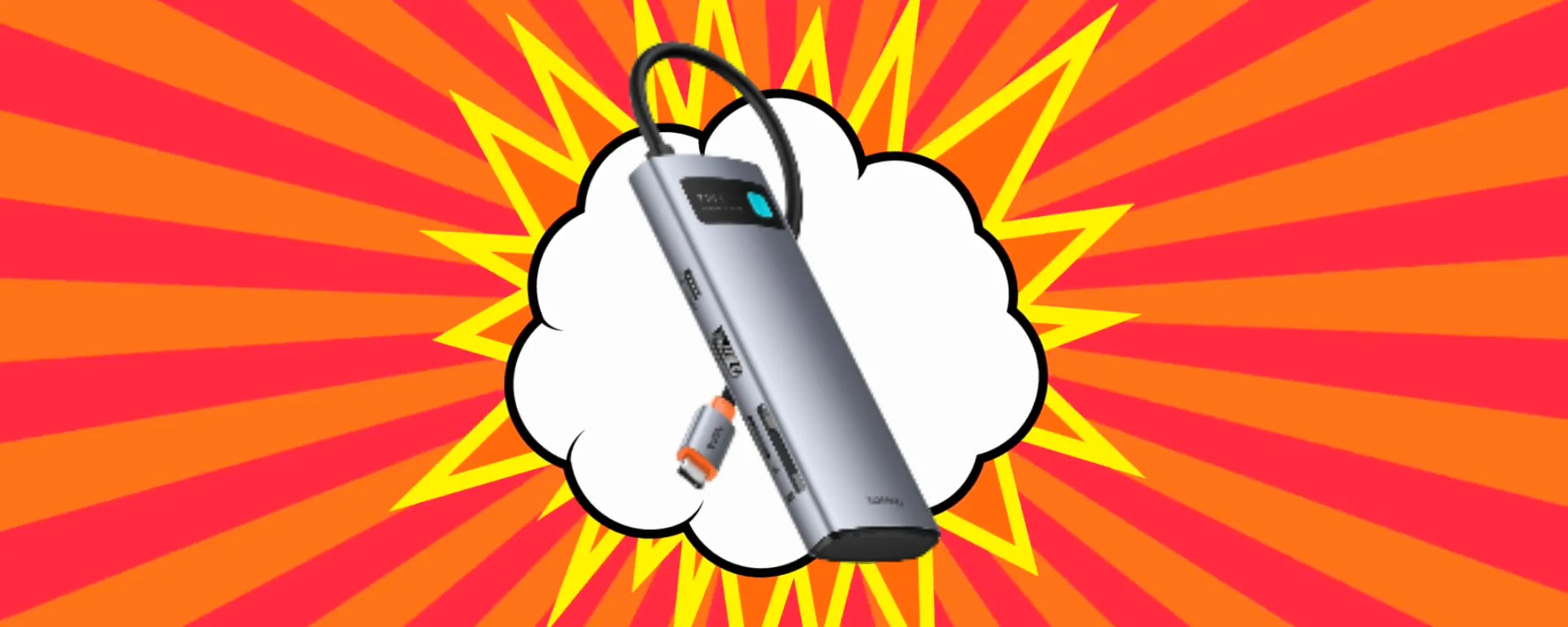 Hub USB C 7 in 1 Baseus a soli 16€: applica subito il doppio coupon Amazon