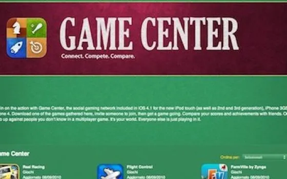 Game Center: primi giochi e sezione su App Store