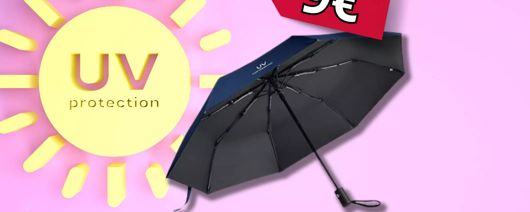 SOLO 9€ per l'Ombrello portatile che ti protegge dai raggi UV su Amazon!