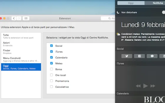 OS X Yosemite: Nascondere (o mostrare) i Widget nel Centro Notifiche