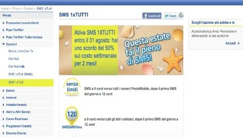 PosteMobile: al via la promozione estiva SMS 1 x Tutti