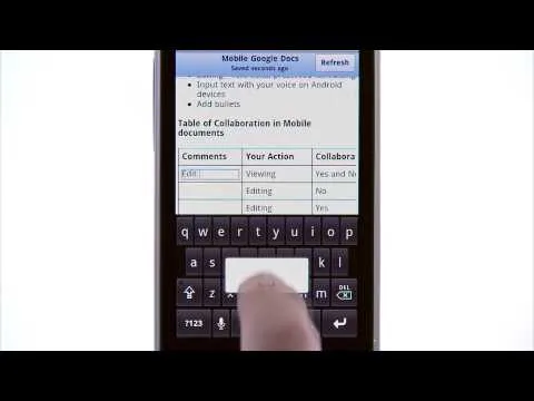 Mobile Editing in Google Docs