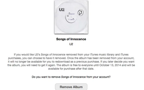 Songs of Innocence degli U2: Apple mette a disposizione un link per rimuovere l'album da iTunes