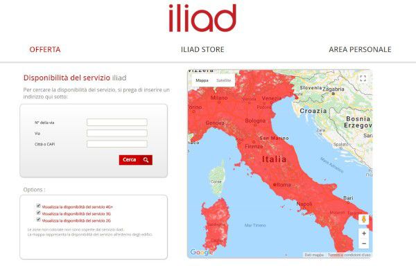 Iliad, come verificare la copertura