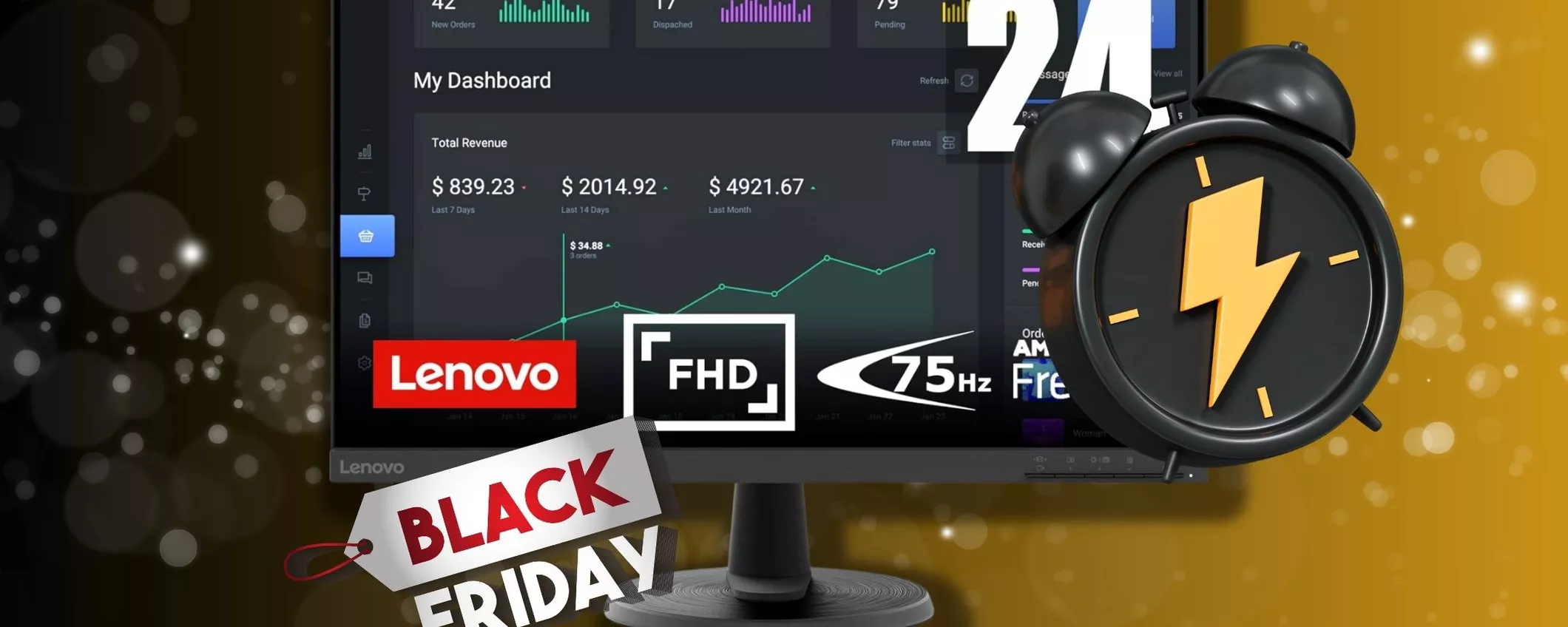 Monitor Lenovo FULL HD a prezzo irripetibile per il Black Friday!