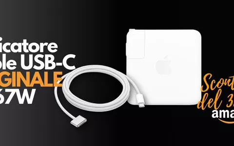 Caricatore Apple USB-C ORIGINALE da 67W: sconto BOMBA del 32% su Amazon