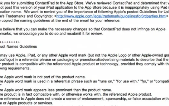 Apple rifiuta applicazioni che includono 