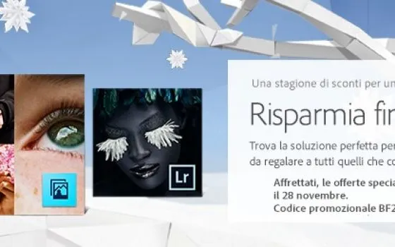 BlackFriday Adobe: sconti su Lightroom, Photoshop, Premiere Elements