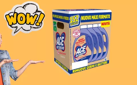 ACE Detersivo Igienizzante: MAXI SCORTA da 152 lavaggi a prezzo PICCOLISSIMO