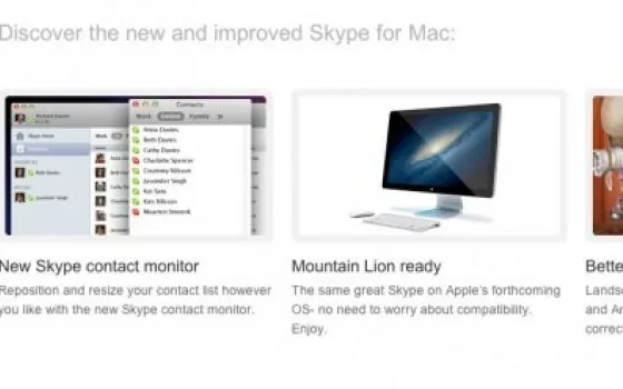 Skype 5.8 per Mac, nuova interfaccia e supporto a Mountain Lion