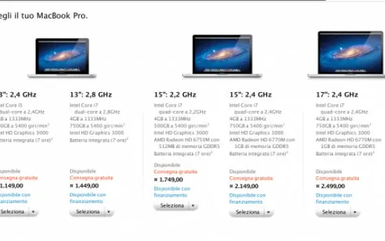 Apple aggiorna la linea MacBook Pro: processori più veloci, hard disk e grafica migliorati
